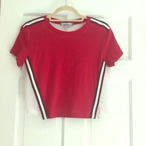 Red T-Shirt with White Mesh Back
